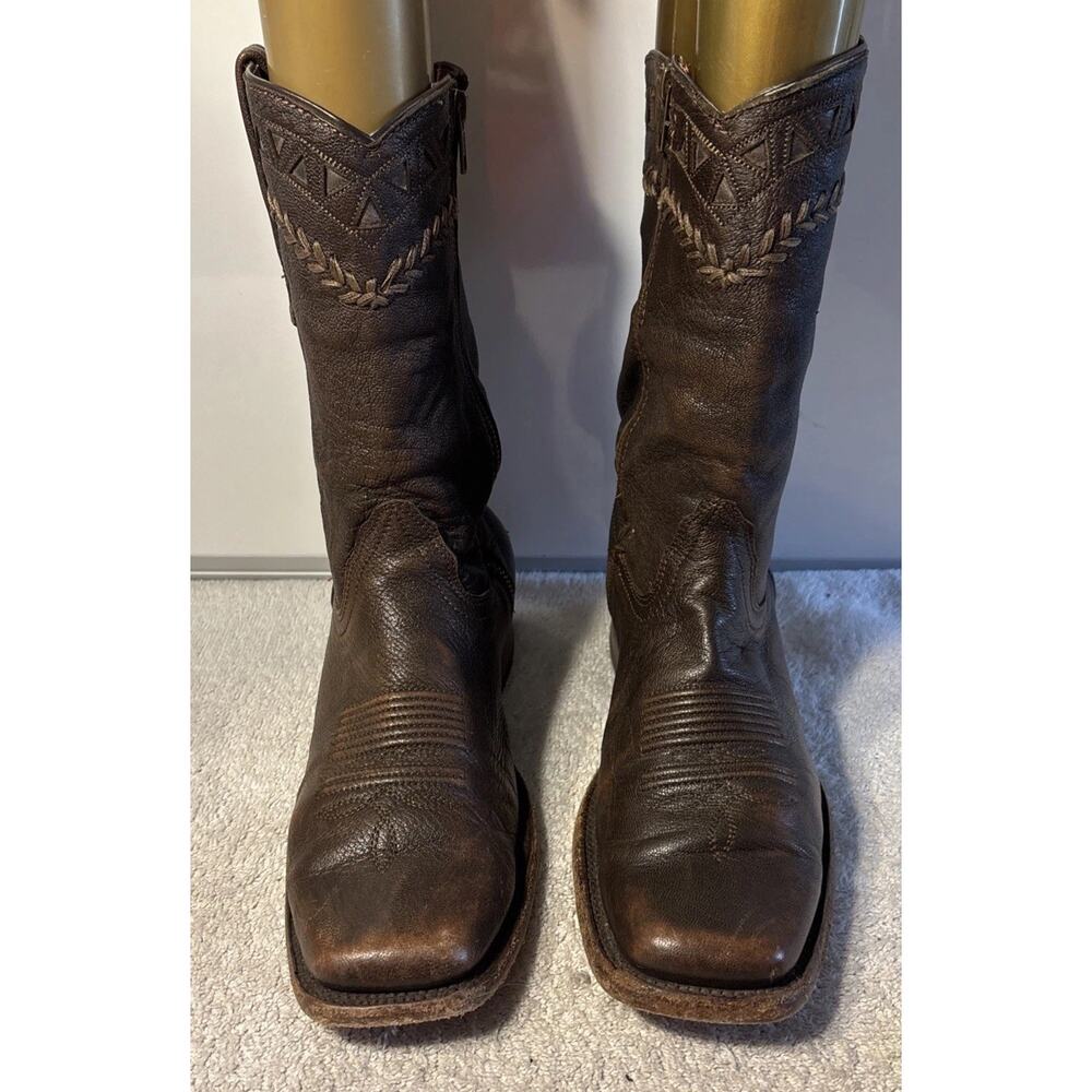 Texas Country Men's Distressed Leather Western Mocha” Boots Size 9